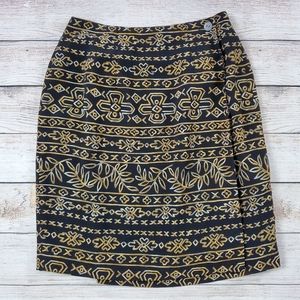 Charter Club wrap skirt 2 petite black and gold